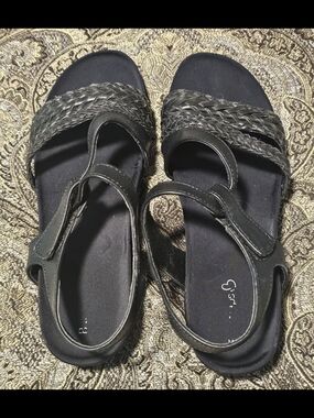 BareTraps Black Braided Strap Sandals